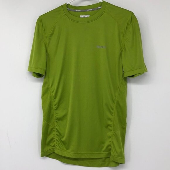 Marmot lime green ruched  sides athletic t shirt crewneck small - Picture 14 of 14